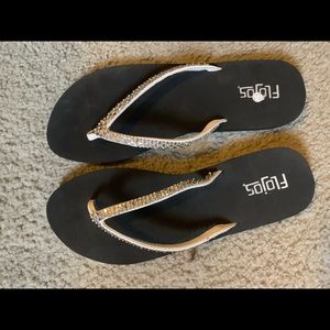 Black flip flops